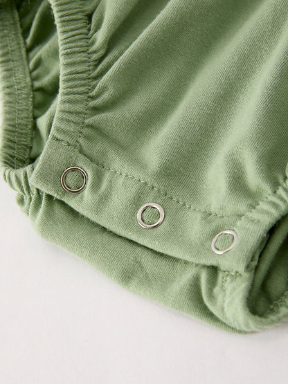 Fall Thanksgiving Chicken Smock Embroidered Green  Baby Girl Romper