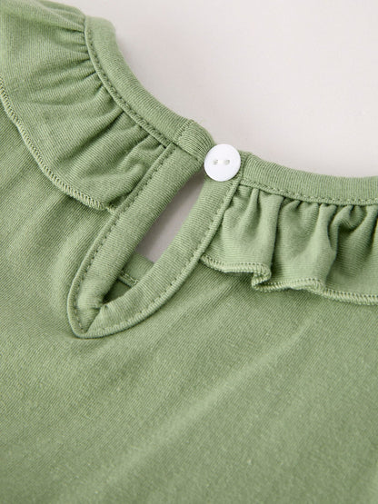 Fall Thanksgiving Chicken Smock Embroidered Green  Baby Girl Dress