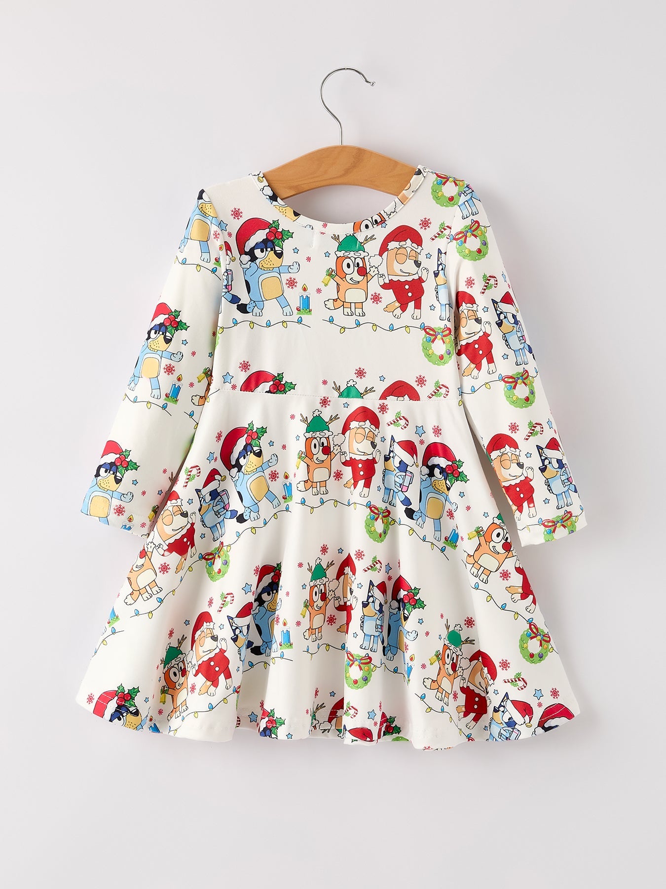 Winter Christmas Character Party Print Girls Dress