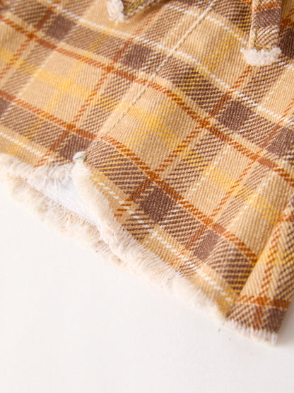 Autumn Thanksgiving Halloween Yellow and Brown Plaid Girls Jeans