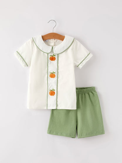 Thanksgiving & Halloween Pumpkin Applique Boy's Set