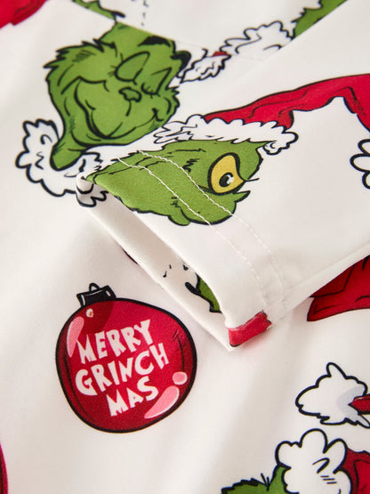 Winter Christmas Santa Hat Character Print  Green Girls Dress