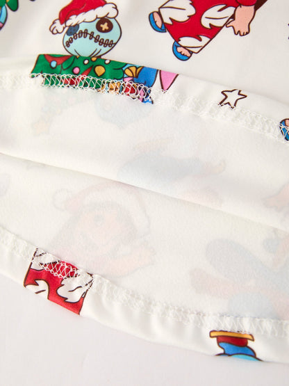 Winter Christmas Tree Character Print Girls Long Sleeve Casual Dress