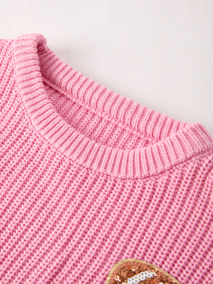 Winter Pink Football Girls Pullover Sweater