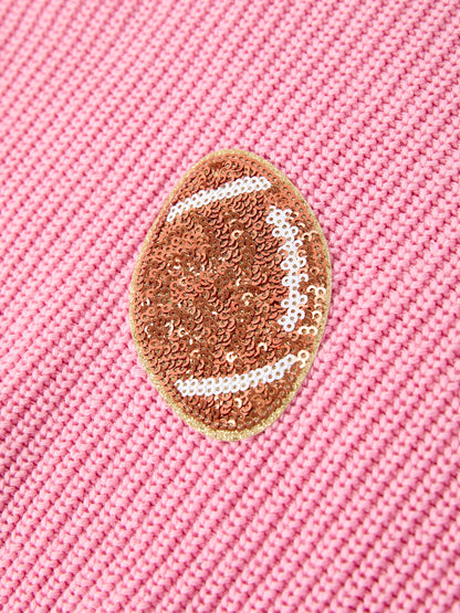 Winter Pink Football Girls Pullover Sweater