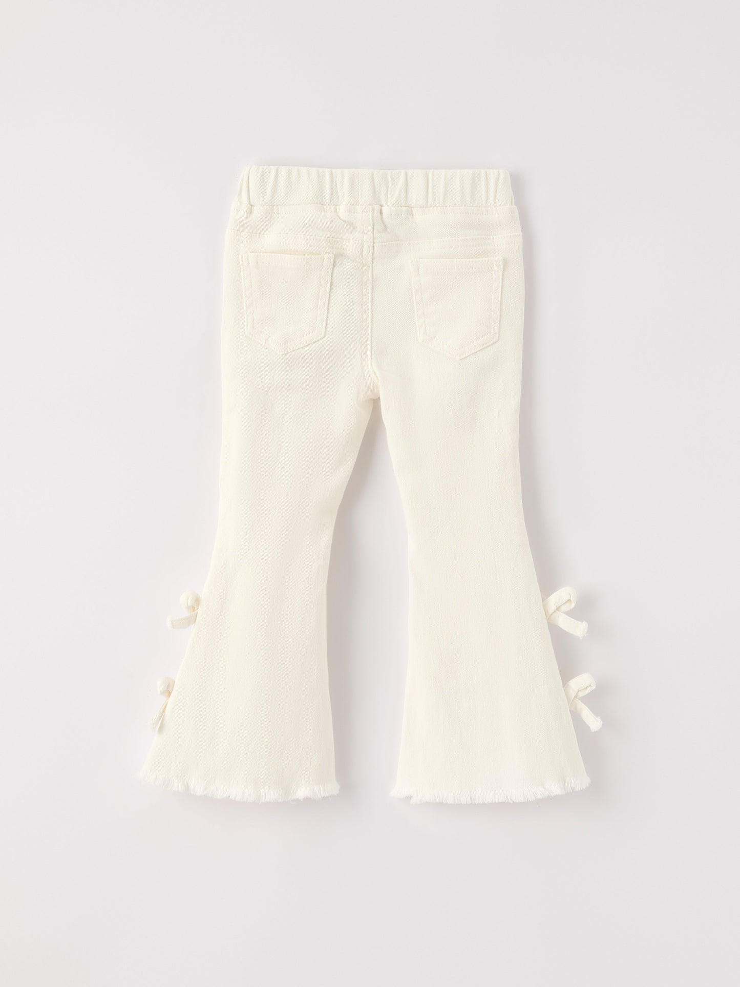 Charming White Denim Pants with Cute Bows