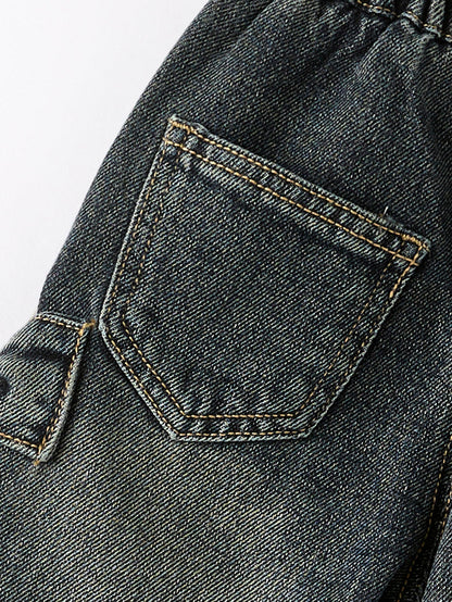 Girls Bow Stretch Wide-Leg Jeans