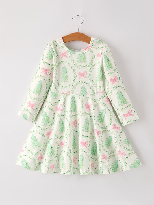 PREORDER Festive Christmas Tree & Wreath Girls Dress