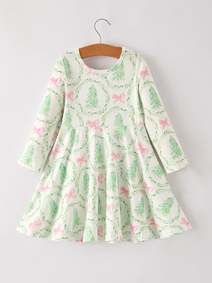 PREORDER Festive Christmas Tree & Wreath Girls Dress