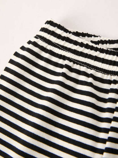 Halloween Striped Boy Set with Cat Smocking Embroidery –  Perfect for Fall