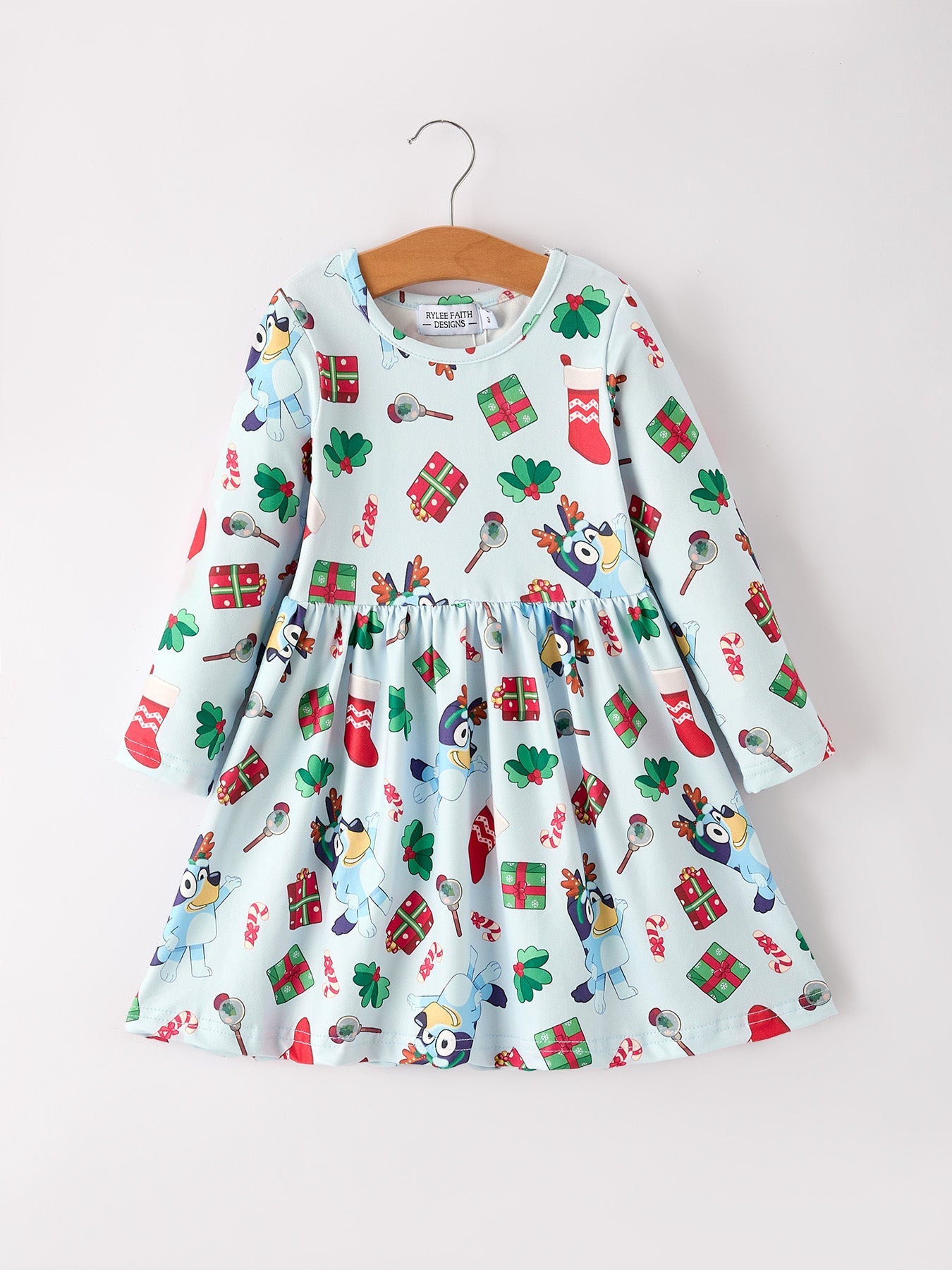 Christmas Characters and Gift Print Girls Dress