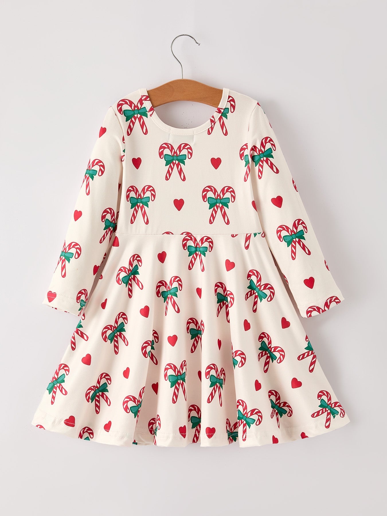 Candy Cane & Heart Christmas Girls Dress