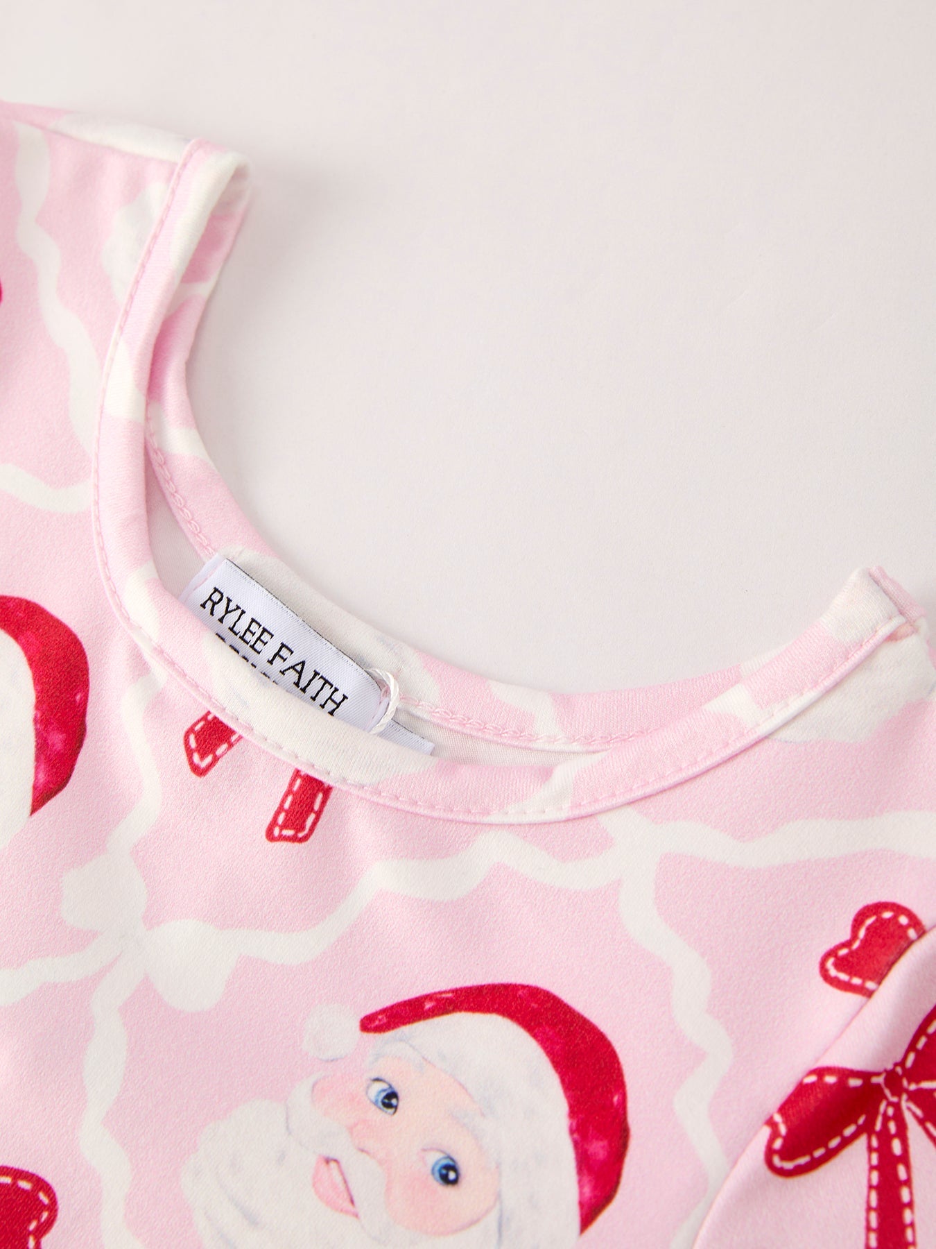 Winter Christmas Pink Santa and Bow Holiday Girls Dress