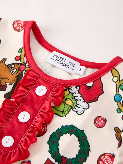 Christmas Character Pattern Girl Pajama Set