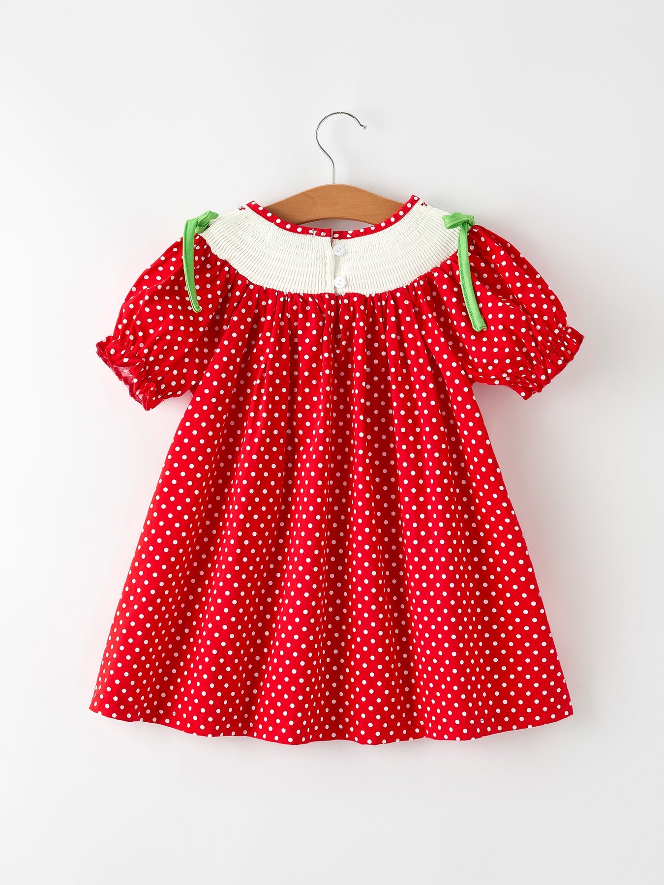 Christmas Cheer: Red Holiday Girls Dress with Cute Embroidery