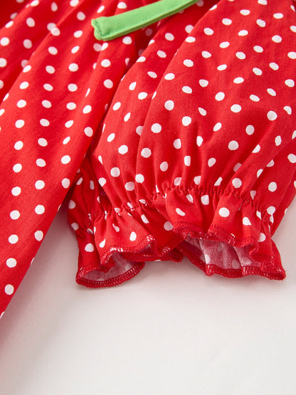 Christmas Cheer: Red Holiday Girls Dress with Cute Embroidery