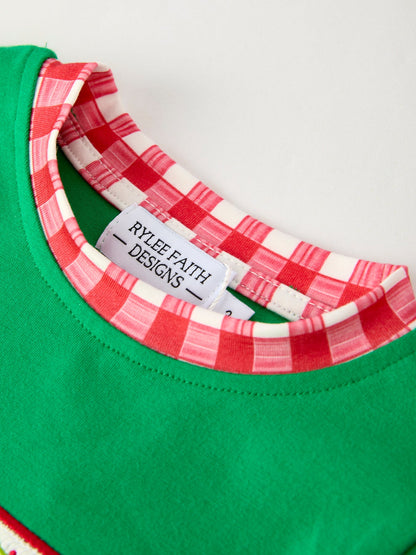 Christmas Character Candy Embroidery Green Boys Set