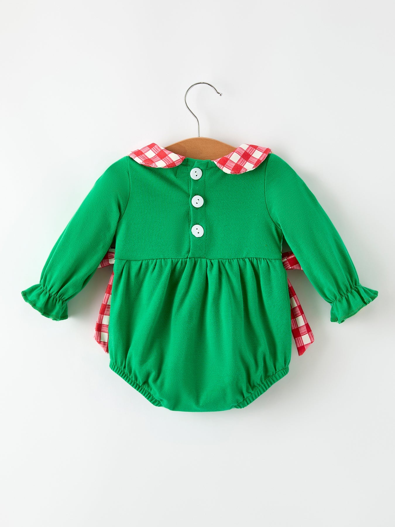 Christmas Character Candy Embroidery Green Baby Girls Romper
