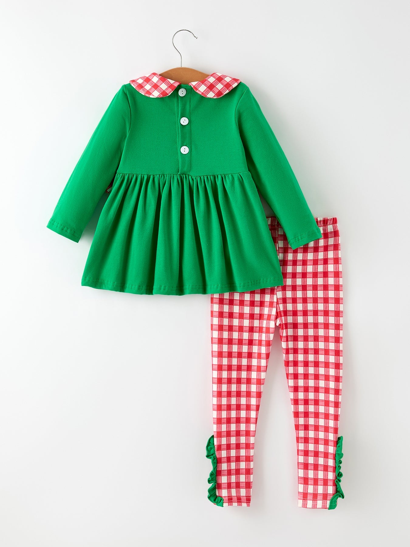 Christmas Character Candy Embroidery Green Girls Set