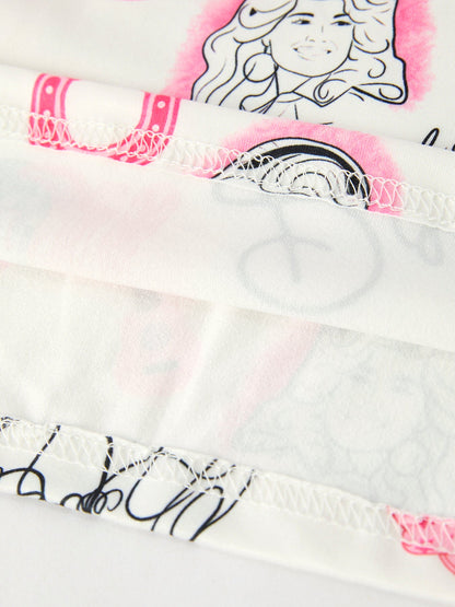 Pink Dolly Pattern Long Sleeve Dress – Cute Cowgirl Style for Girls