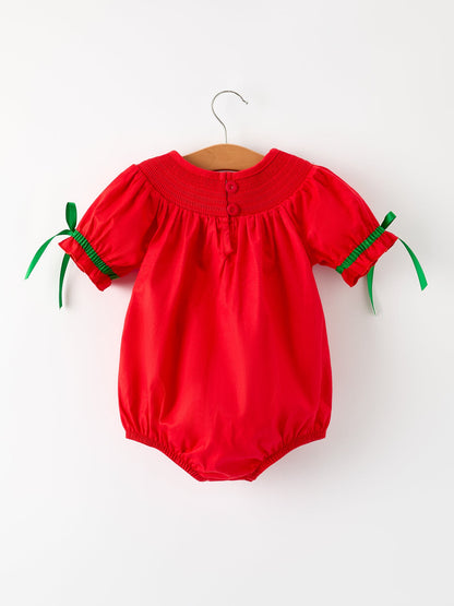 Christmas Baby Romper: Adorable Green Christmas Tree Embroidery