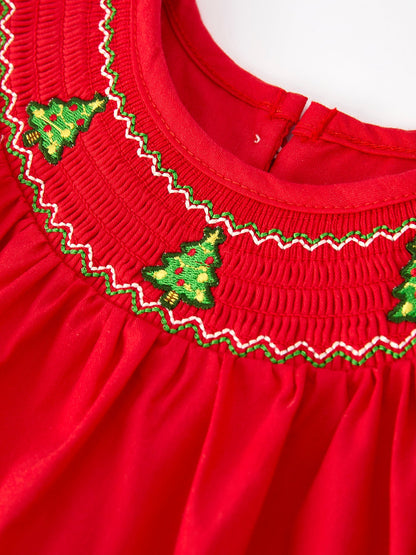 Christmas Baby Romper: Adorable Green Christmas Tree Embroidery