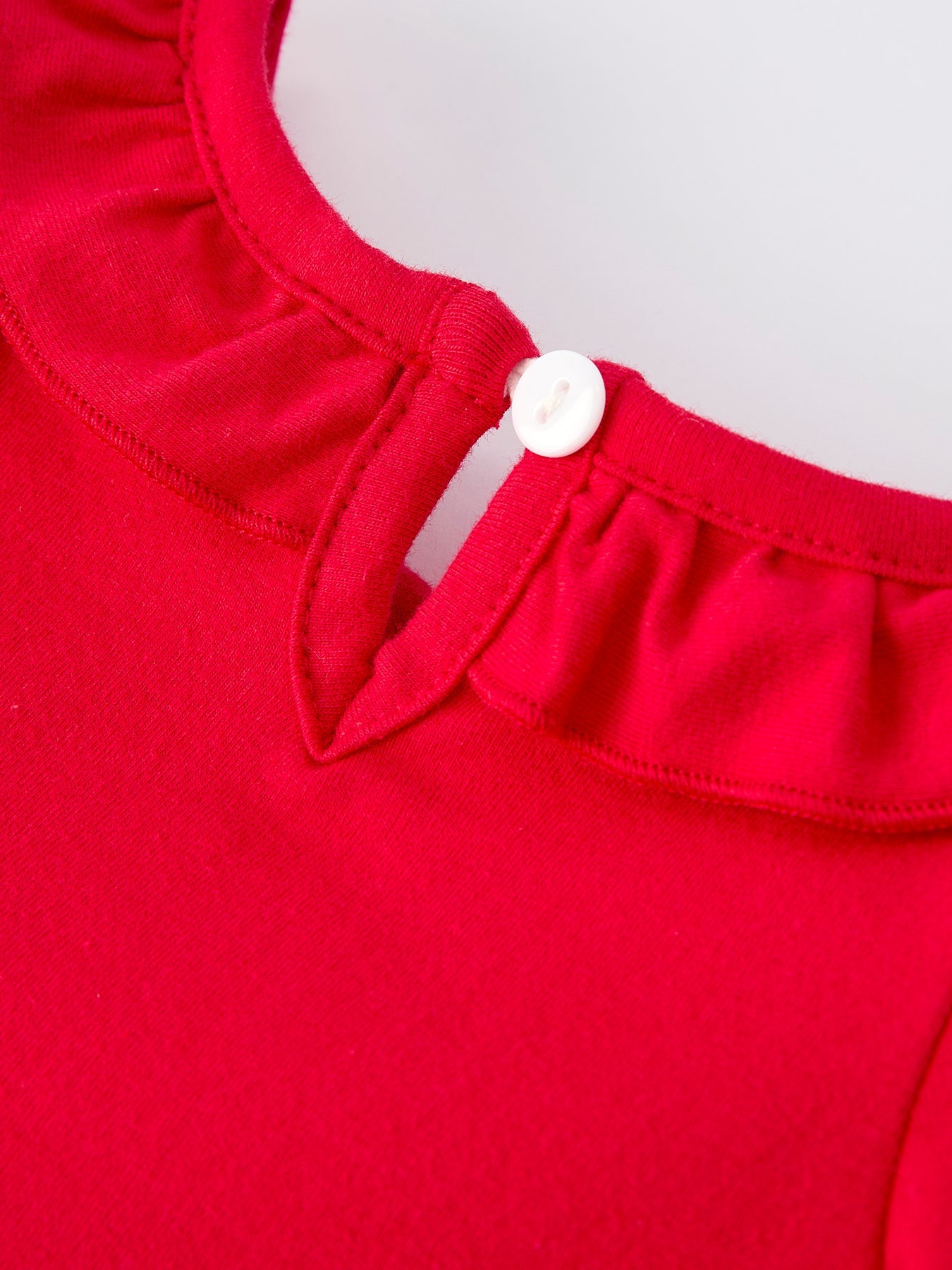 Christmas Smocked Embroidery Baby Girls Romper with Pink Ribbon Ties