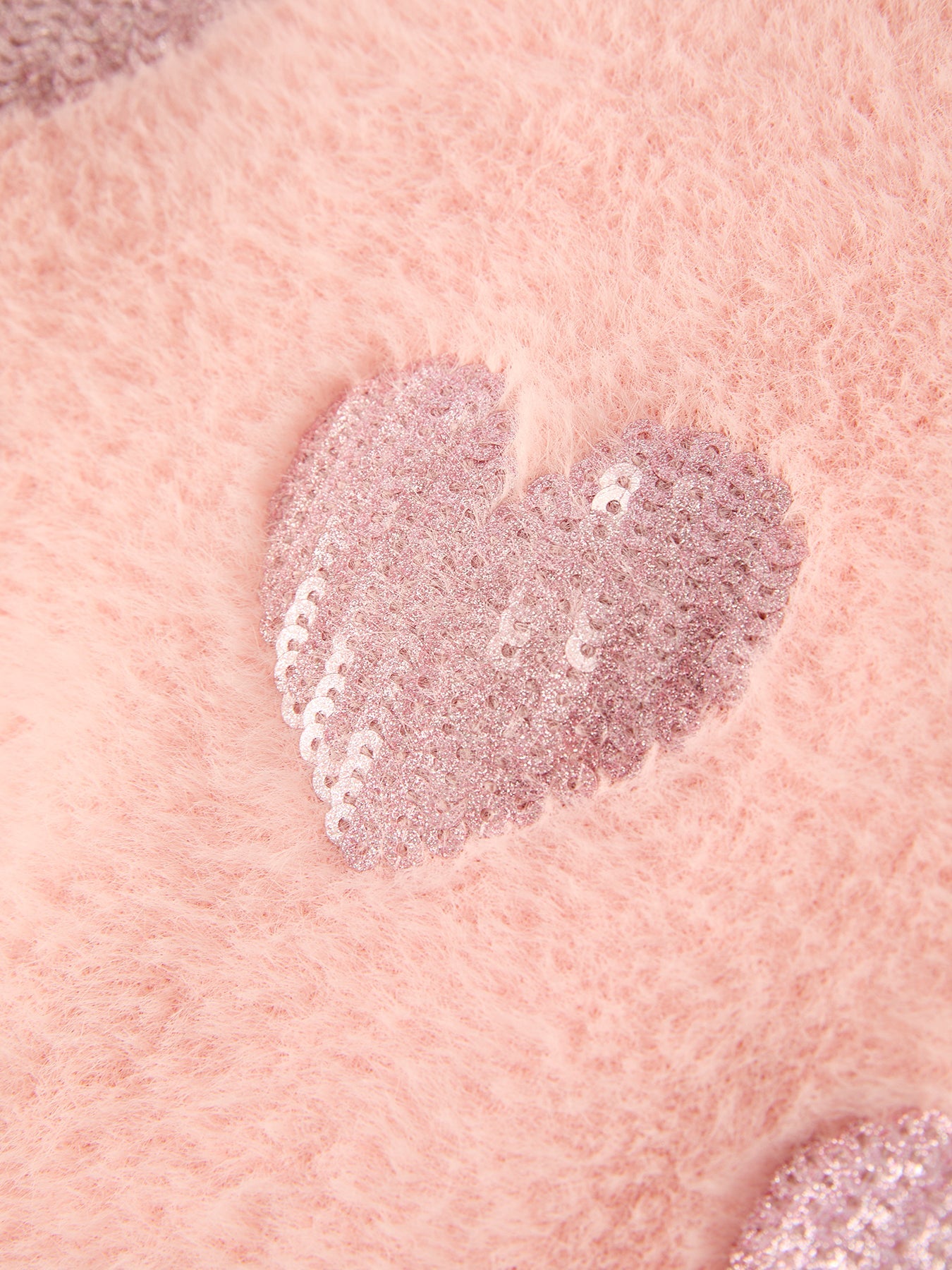 Valentine's Day Light Pink Girls Heart Sequins Sweater
