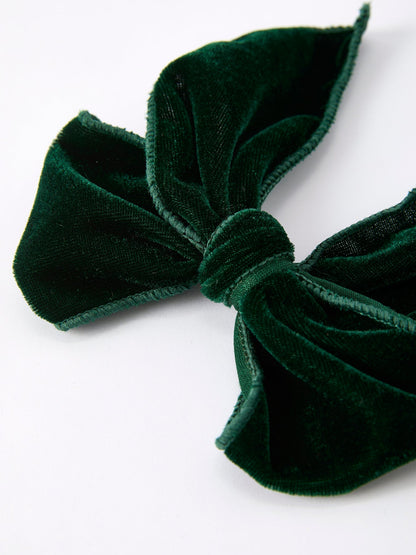 Christmas Velvet Green Bow Hair Clip