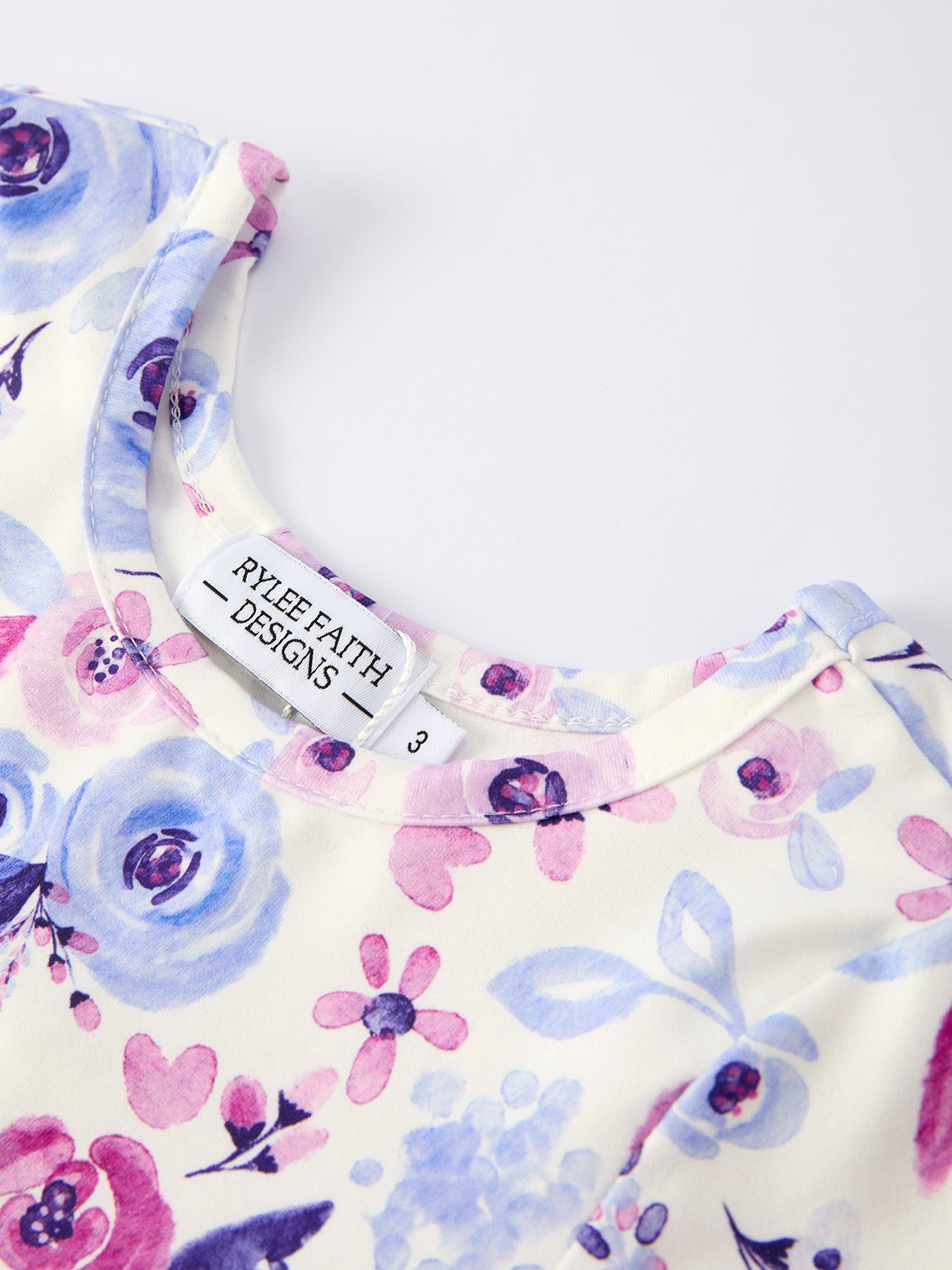 Spring and Autumn Purple Floral Baby Girl Dress with Long Sleeves