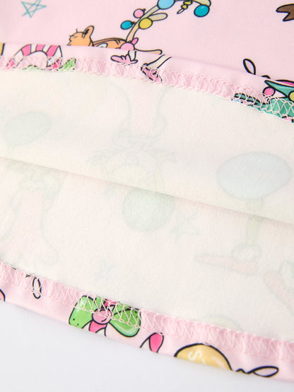 PREORDER Pink Christmas Character Print Long Sleeve Girls Dress