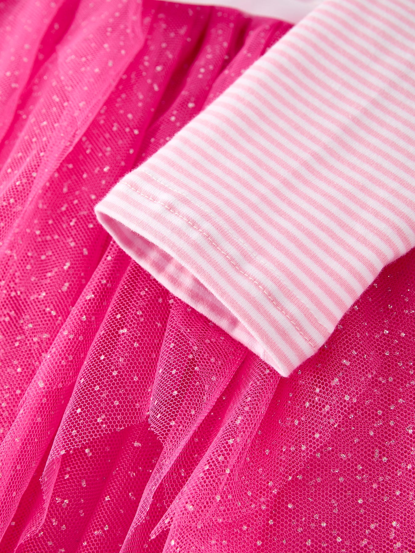 Pink Christmas Santa Applique Striped Girls Dress