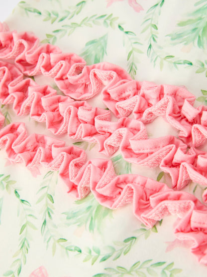 Christmas Tree Wreath Print Long Sleeve Zip Baby Girls Romper