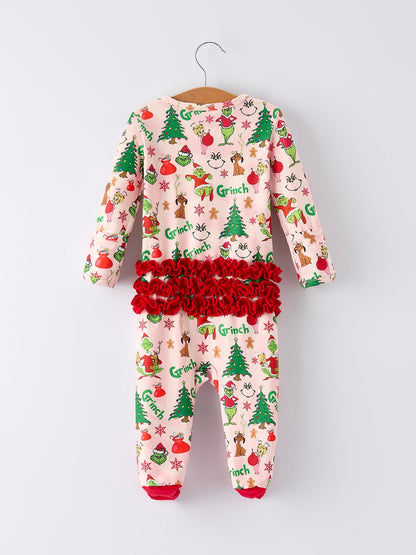 Christmas Tree Character Baby Girls Ruffle Romper