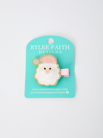 Christmas Pink Santa Girls 2-inch Hair Clip– Pink Girls' Hair Accessory