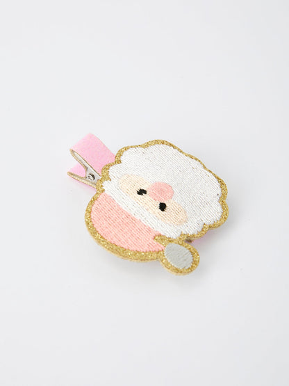 Christmas Pink Santa Girls 2-inch Hair Clip– Pink Girls' Hair Accessory