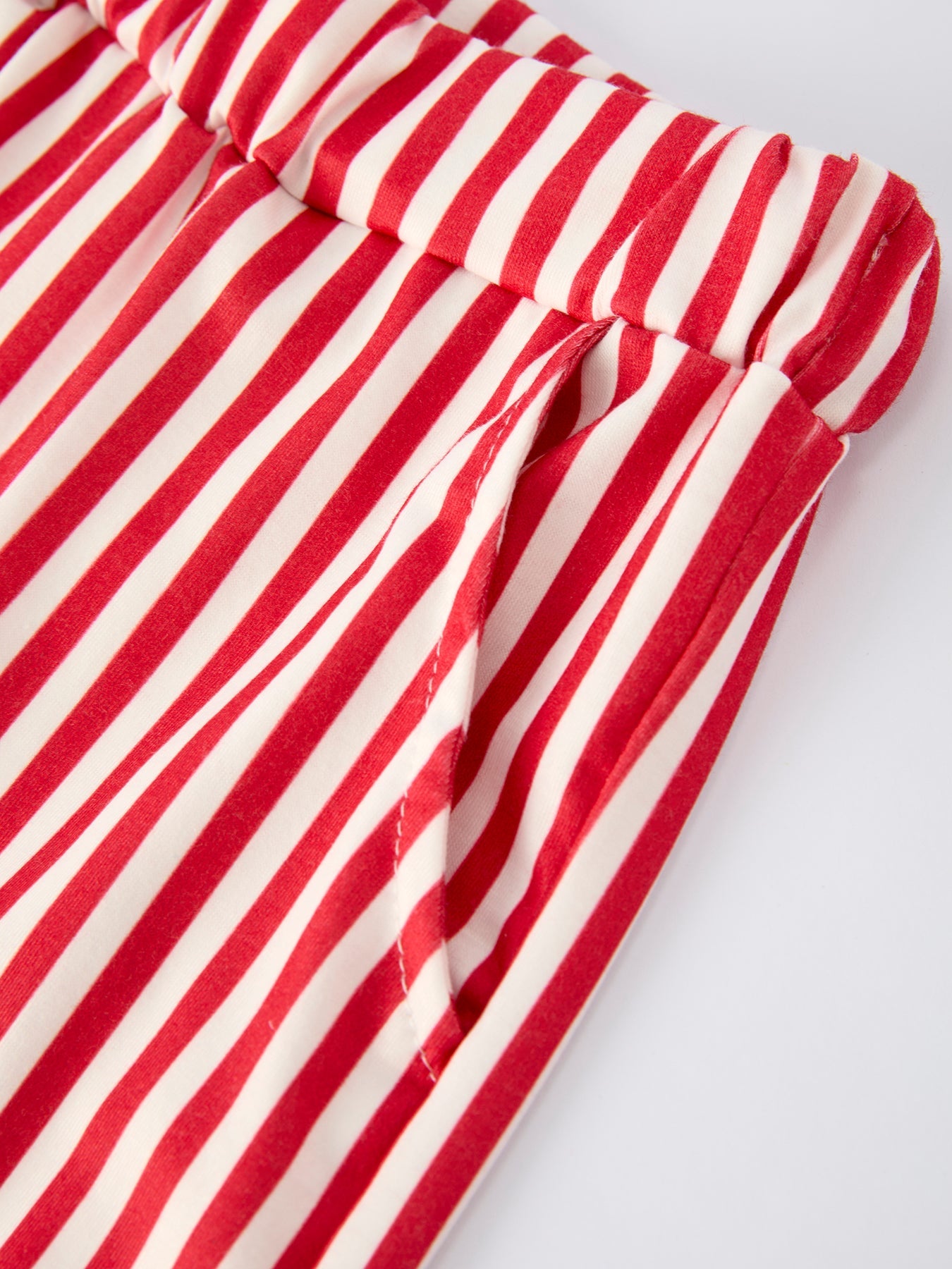 Boys Baseball Embroidery Blue T-shirt and Red Stripe Shorts Set