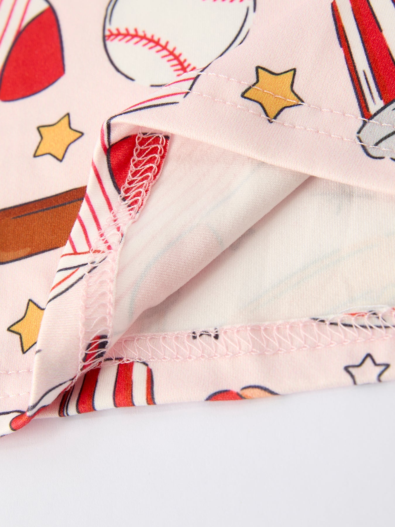 Girls Pajama Set with Red Bows Baseball Print