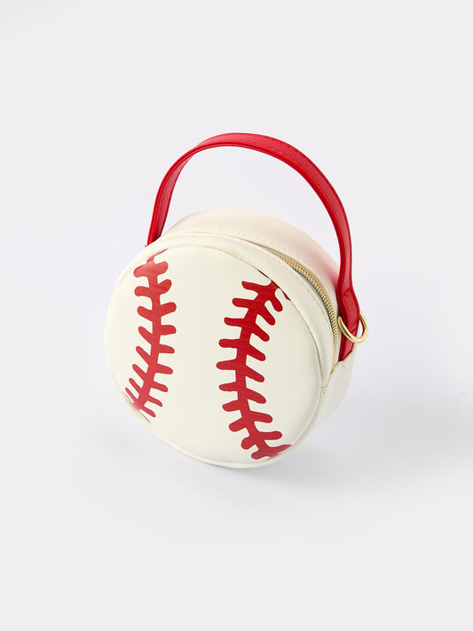 Kids Baseball Themed Crossbody Bag with Red Handle