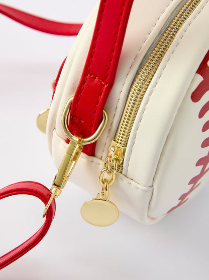 Kids Baseball Themed Crossbody Bag with Red Handle