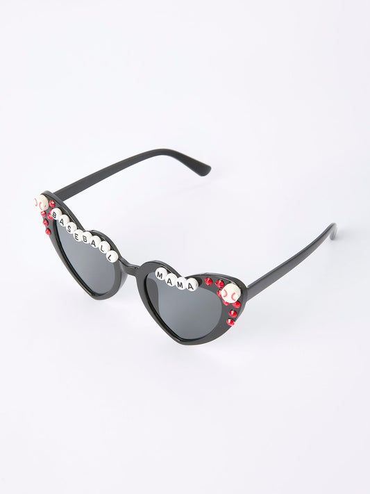 Baseball Theme Rhinestone Heart Girls Sunglasses