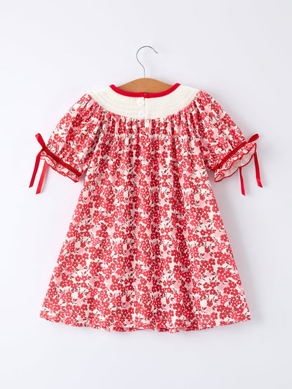 Valentine's Day "BE ❤ MINE" Embroidered Floral Girls' Dress