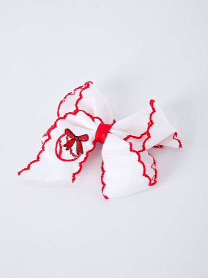 Festive Baseball Embroidered Girls Hairpin 4 Inches