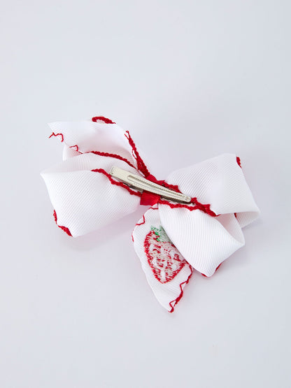 Strawberry Embroidered Girls Hairpin 4 Inches