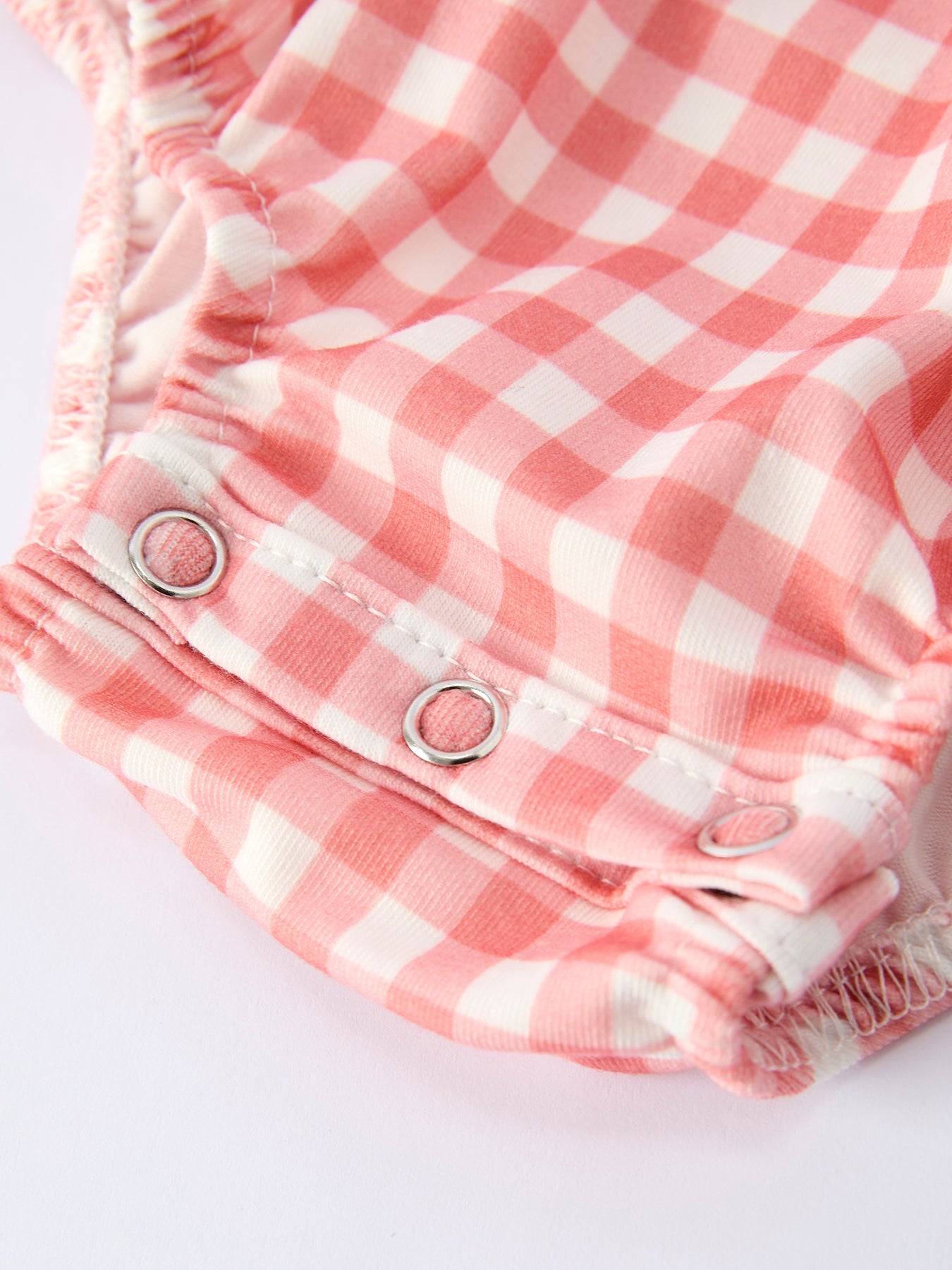 Girls Baseball Bow Smocking Embroidery Plaid Romper