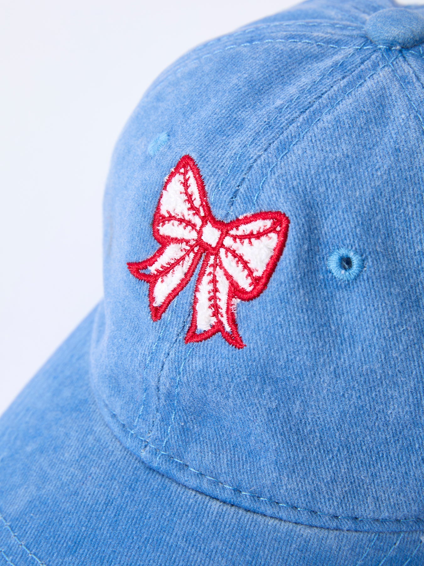 Blue Baseball Bow Applique Kids Hat