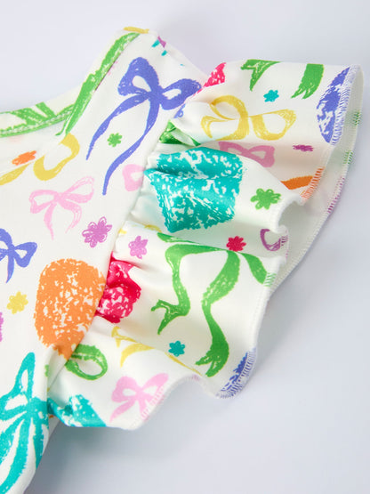 Rainbow Easter Egg Bow Girls Dress