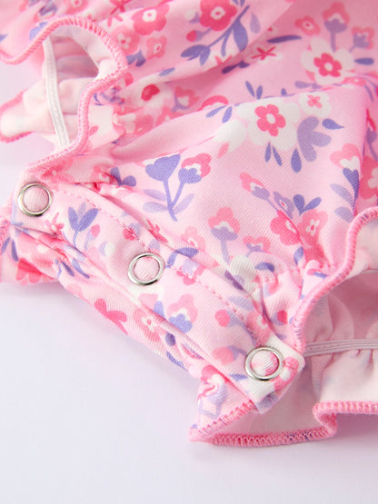 Floral Smocked Church Christ Bishop Christening Baby Girls Romper