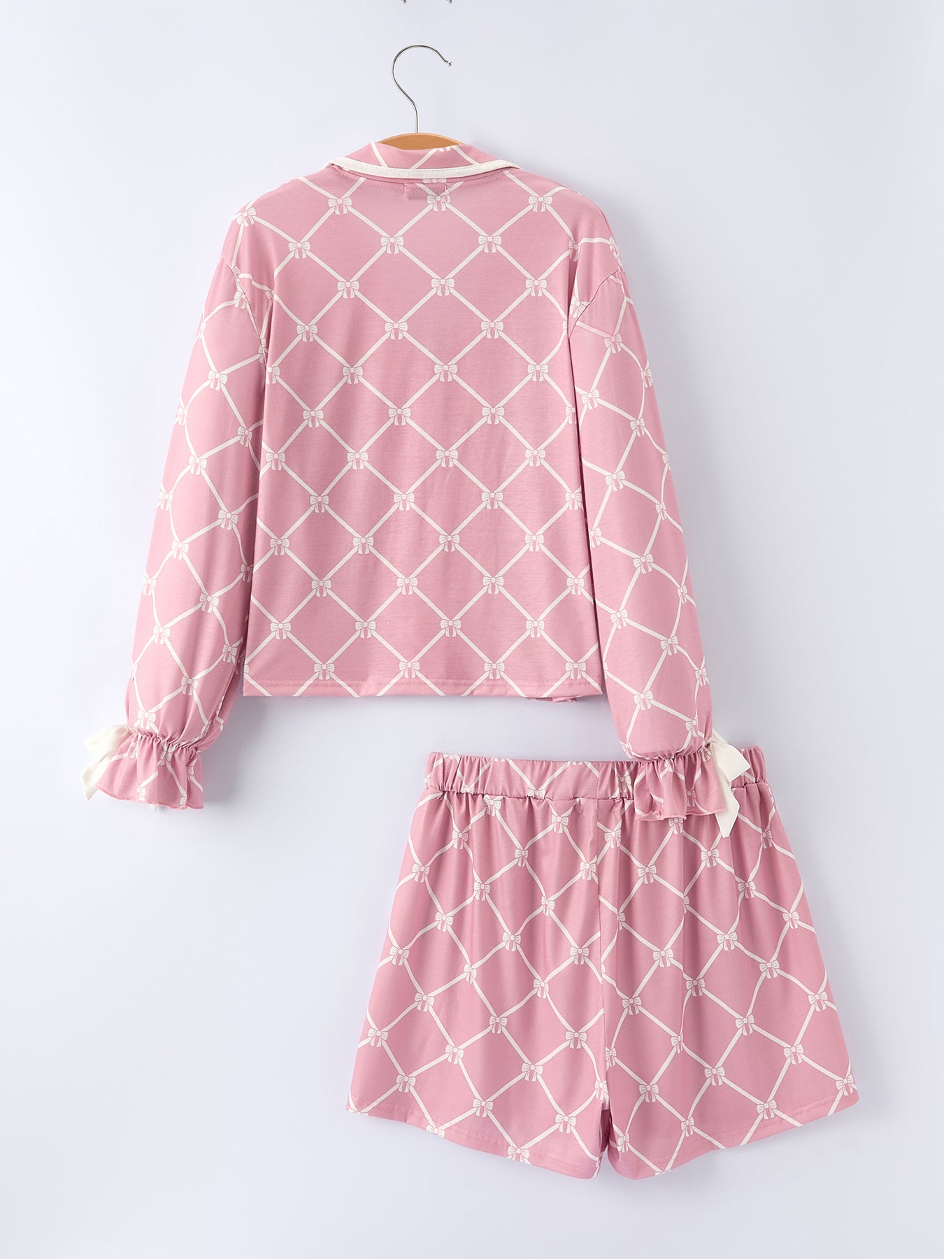 Mommy & me Autumn Check Bow Girls Lapel Pajamas