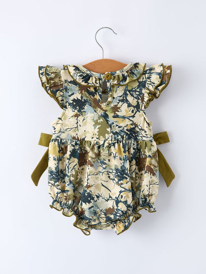Duck Smocking Embroidery Baby Girls Camouflage Romper
